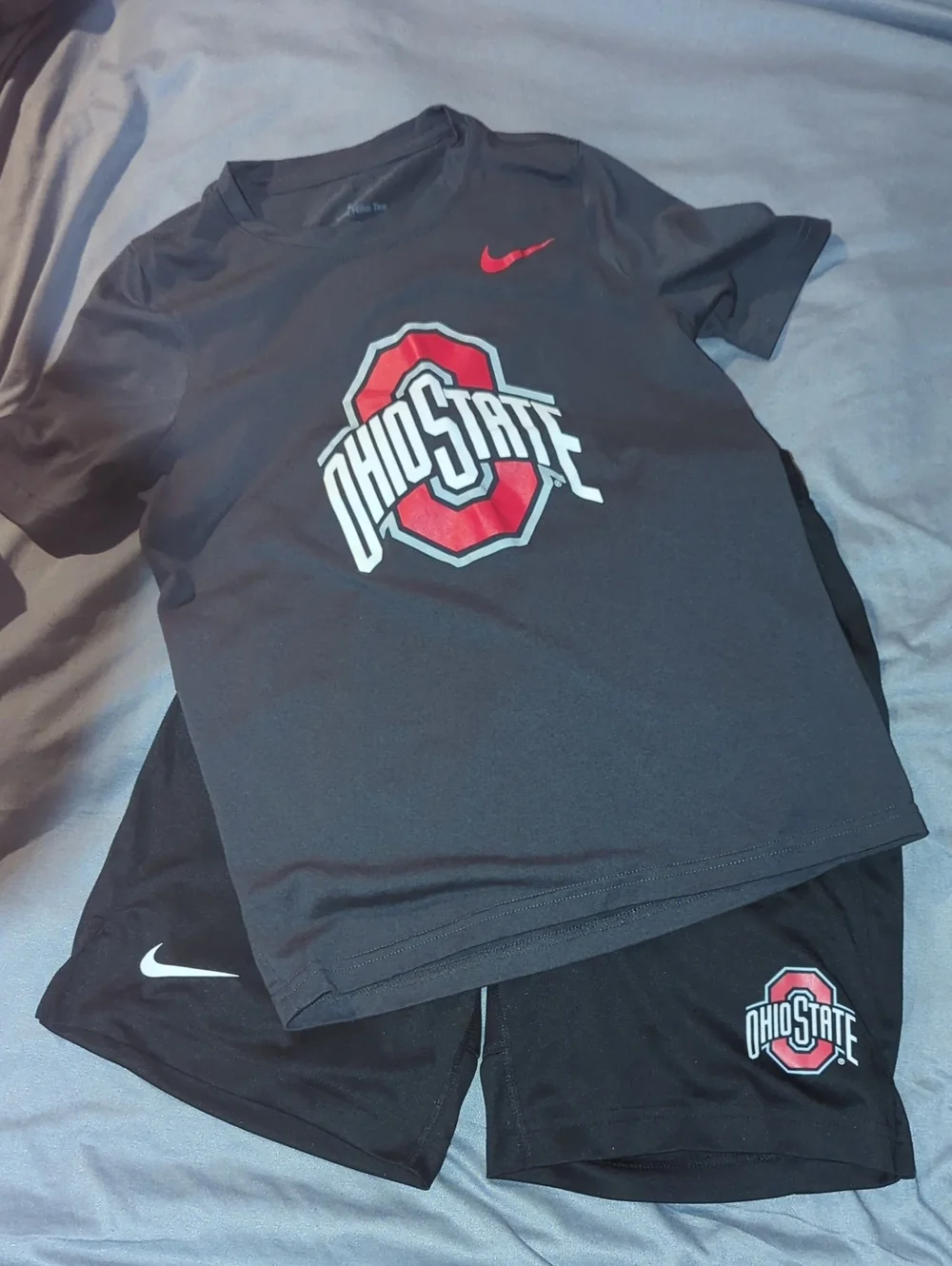 Nike Black Youth Ohio State Tee & Shorts with Red Logo